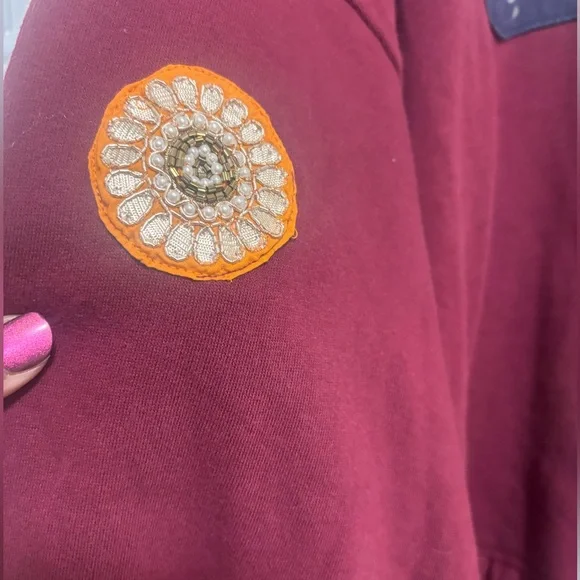 New Anthropologie Nathalie Lete Circus Embroidered / Crystal Sweatshirt Size XL - Picture 10 of 14